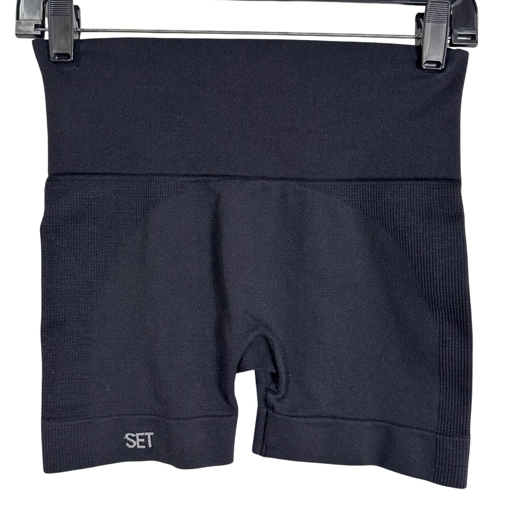 SET ACTIVE SCULPTFLEX Bike Shorts Onyx Black High Rise Seamless Athletic Small